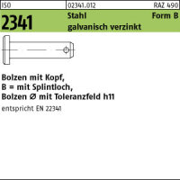 10 Bolzen mit Kopf ISO 2341 Stahl B 12 h11x50x44,5 verzinkt