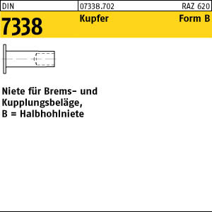 100 Nieten DIN 7338 Kupfer Form B 5x15