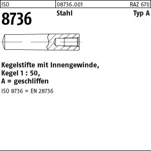 10 Kegelstifte mit Innengewinde ISO 8736 9S20K A12x70 Stahl