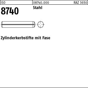 100 Zylinderkerbstifte mit Fase ISO 8740 Stahl 3x40