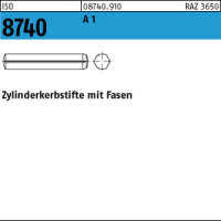 100 Edelstahl Zylinderkerbstifte mit Fase ISO 8740 1.4305...