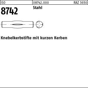 250 Knebelkerbstifte ISO 8742 Stahl 1,5x8