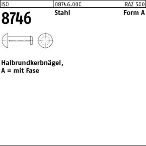 2000 Halbrundkerbnägel ISO 8746 Stahl 4x8