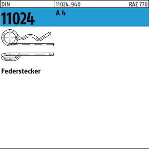10 Edelstahl V4A Federstecker DIN 11024 A4 7 mm, Drahtstärke 6,3 mm