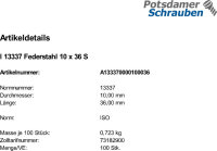 100 Spannstifte Spannhülsen ISO 13337 Federstahl 10x36