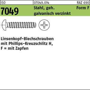 250 Linsenkopf Blechschrauben ISO 7049 verzinkt 5,5x38 -F-H