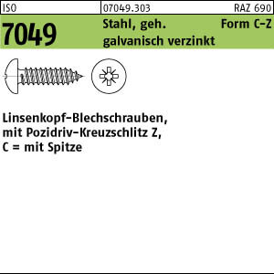 500 Linsenkopf Blechschrauben ISO 7049 verzinkt 4,2x32 -C-Z