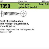 250 Senkkopf Blechschrauben ISO 7050 verzinkt 4,8x70 -C-H