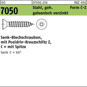 500 Senkkopf Blechschrauben ISO 7050 verzinkt 4,2x22 -C-Z
