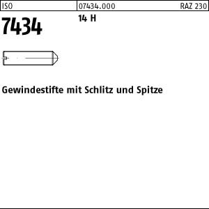 100 Schlitz Gewindestifte ISO 7434 14H Stahl M8x25
