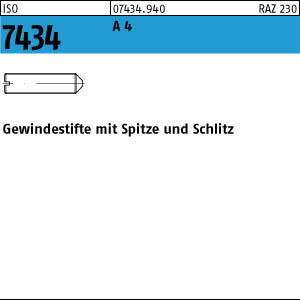25 Edelstahl V4A Schlitz Gewindestifte ISO 7434 A4 M6x6