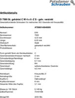 2000 Gewindefurchende Schrauben DIN 7500 St....