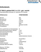 1000 Gewindefurchende Schrauben DIN 7500 St. gehärtet MM3x6 -Z verzinkt