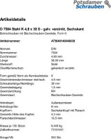 500 Sechskant Bohrschrauben DIN 7504 verzinkt K 4,8x38
