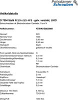 1000 Linsenkopf Bohrschrauben DIN 7504 verzinkt N 3,9x9,5 -H