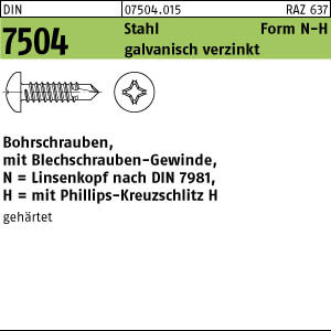 500 Linsenkopf Bohrschrauben DIN 7504 verzinkt N 4,8x32 -H