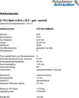 100 Gewinde Schneidschrauben DIN 7513 Stahl A M8x20 verzinkt