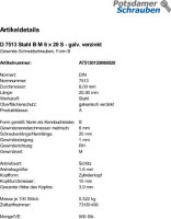 500 Gewinde Schneidschrauben DIN 7513 Stahl B M6x20 verzinkt