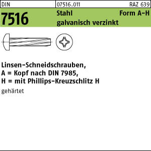 2000 Gewinde Schneidschrauben DIN 7516 Stahl A M4x16 -H verzinkt