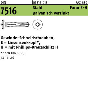 1000 Gewinde Schneidschrauben DIN 7516 Stahl E M3x16 -H verzinkt