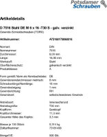 500 Gewinde Schneidschrauben DIN 7516 Stahl DE M6x16 TX...