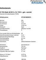1000 Gewinde Schneidschrauben DIN 7516 Stahl AE M5x16 TX 25 verzinkt