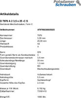 1000 Blechschrauben DIN 7976 A2 3,5x25 -C V2A Edelstahl