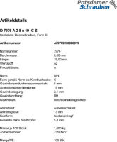 100 Blechschrauben DIN 7976 A2 8x19 -C V2A Edelstahl