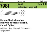 100 Linsenkopf Blechschrauben DIN 7981 verzinkt 2,9x22 -C-H