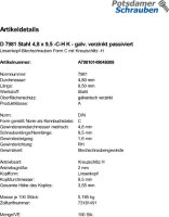 100 Linsenkopf Blechschrauben DIN 7981 verzinkt 4,8x9,5 -C-H