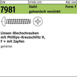 2000 Linsenkopf Blechschrauben DIN 7981 verzinkt 2,9x19 -F-H