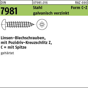 250 Linsenkopf Blechschrauben DIN 7981 verzinkt 4,8x32 -C-Z