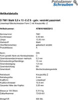 500 Linsenkopf Blechschrauben DIN 7981 verzinkt 5,5x13 -C-Z