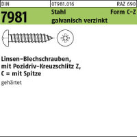 250 Linsenkopf Blechschrauben DIN 7981 verzinkt 6,3x22 -C-Z