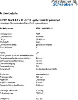 500 Linsenkopf Torx Blechschrauben DIN 7981 verzinkt...