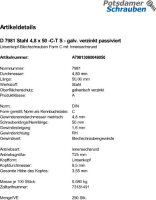 250 Linsenkopf Torx Blechschrauben DIN 7981 verzinkt...