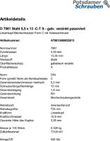 500 Linsenkopf Torx Blechschrauben DIN 7981 verzinkt...