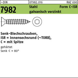 1000 Senkkopf Torx Blechschrauben DIN 7982 verzinkt 3,5x13 -CTX