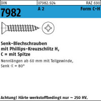 500 Edelstahl V2A Senkkopf Blechschrauben DIN 7982 A2...
