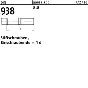 10 Stiftschrauben DIN 938 8.8 M20x120 Stahl