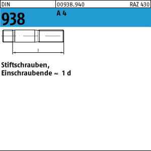 1 Stiftschrauben DIN 938 A4 M16x80 V4A Edelstahl