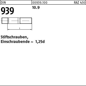 10 Stiftschrauben DIN 939 10.9 M16x140 Stahl