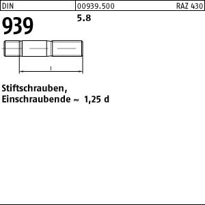 100 Stiftschrauben DIN 939 5.8 M12x30 Stahl
