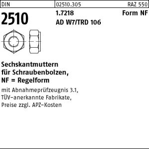 1 Sechskantmuttern DIN 2510 24CrMo5 NF M33 alternativ 25CrMo4
