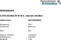 1 Sechskantmuttern DIN 2510 24CrMo5 NF M48 alternativ...