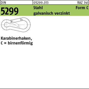 50 Feuerwehrkarabinerhak. DIN 5299 St. FW-Kar.haken C 100 x 10 verzinkt Stahl