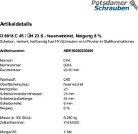 1 Scheiben DIN 6918 C 45 / ÃœH 23...