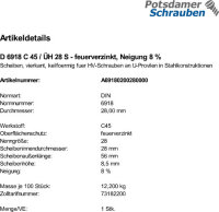 1 Scheiben DIN 6918 C 45 / ÃœH 28...