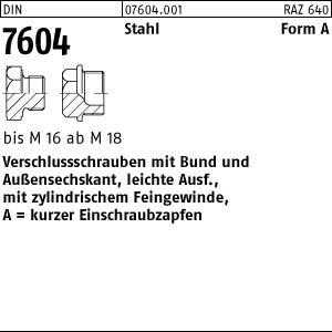 25 Verschlussschrauben DIN 7604 Stahl A M18x1,5
