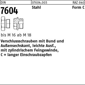 100 Verschlussschrauben DIN 7604 Stahl C M10x1